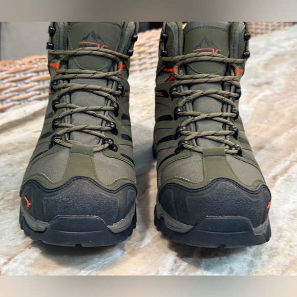 Men’s NORTIV8 Outdoor Non-Slip Hiking Boots- Army green/black/orange. Size 9.5 - Picture 4 of 9